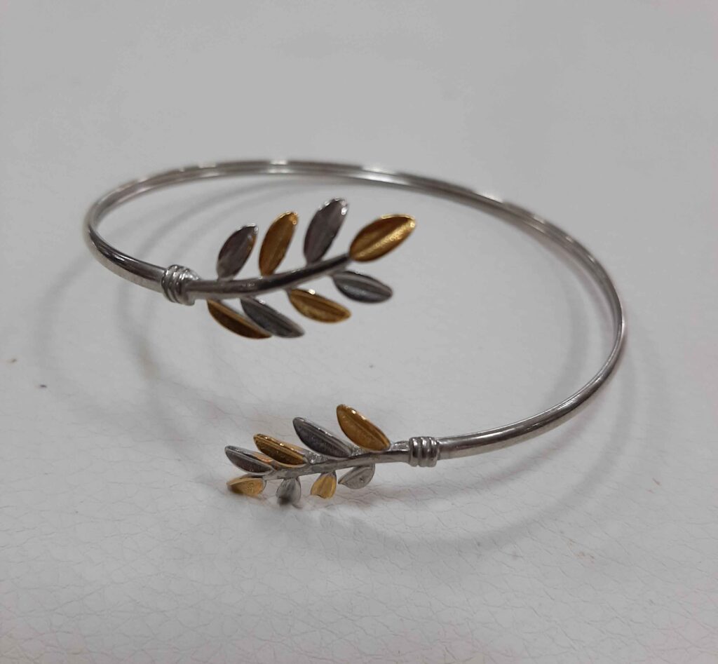 Bracelet olive leaf silver 925 with 24 carats gold plating