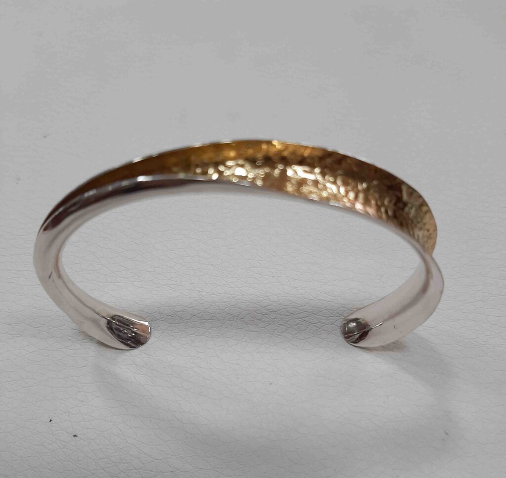Bracelet leaf silver 925 with 24 carats gold platin
