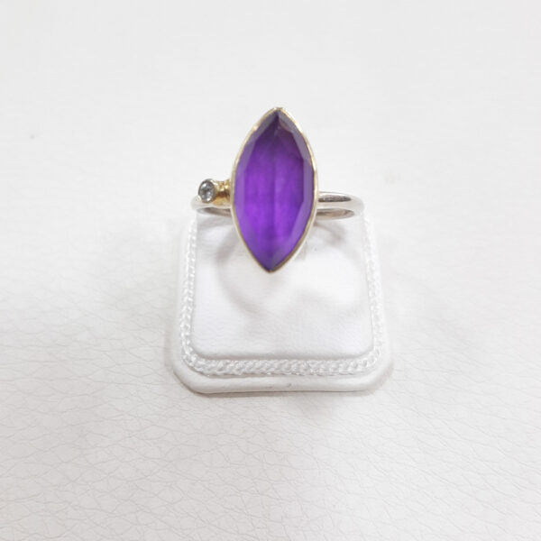 Ring silver 925 with 24 carats gold plating, amethyst and CZ