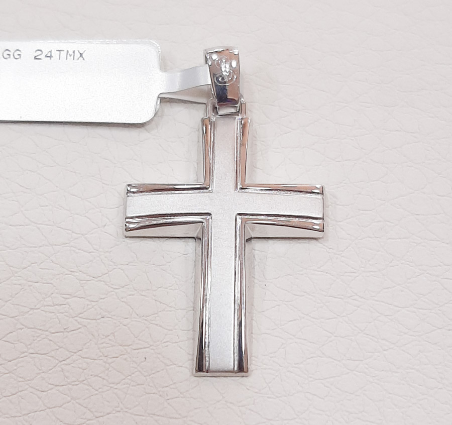 Σταυρος λευκος χρυσος 14 καρατια.Cross 14 carats white gold